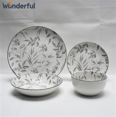 24pcs Novo conjunto de utensílios de mesa de cerâmica em estilo chinês