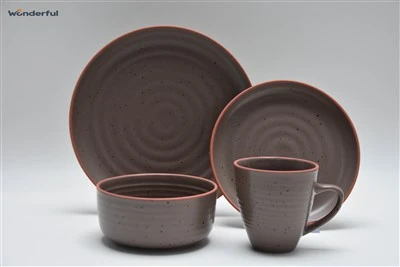 Conjunto de utensílios manchados de grés clássico
